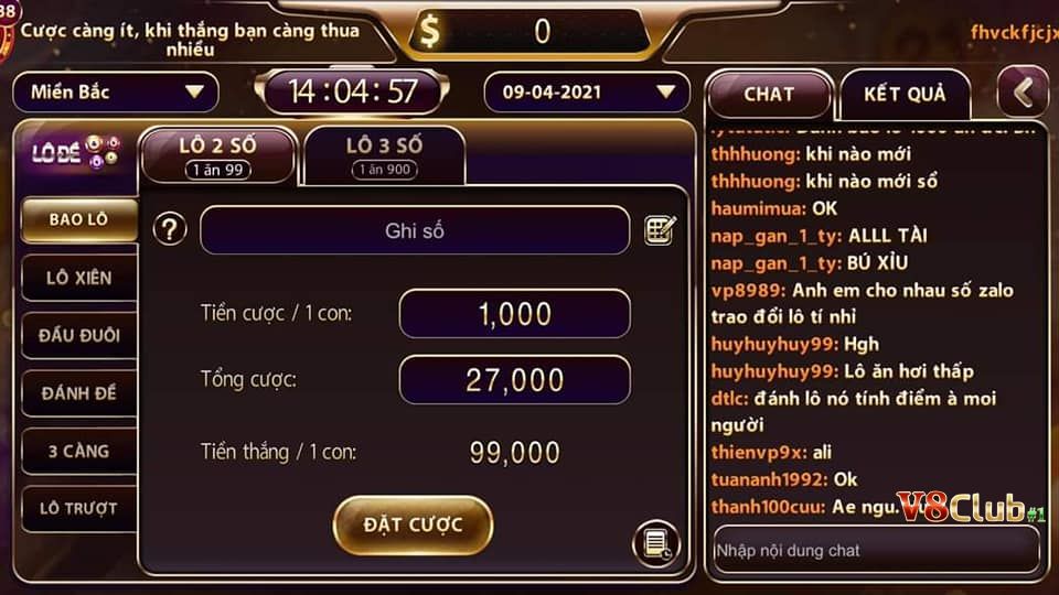 Hướng dẫn hội viên V8Club đánh Lode tại cổng game