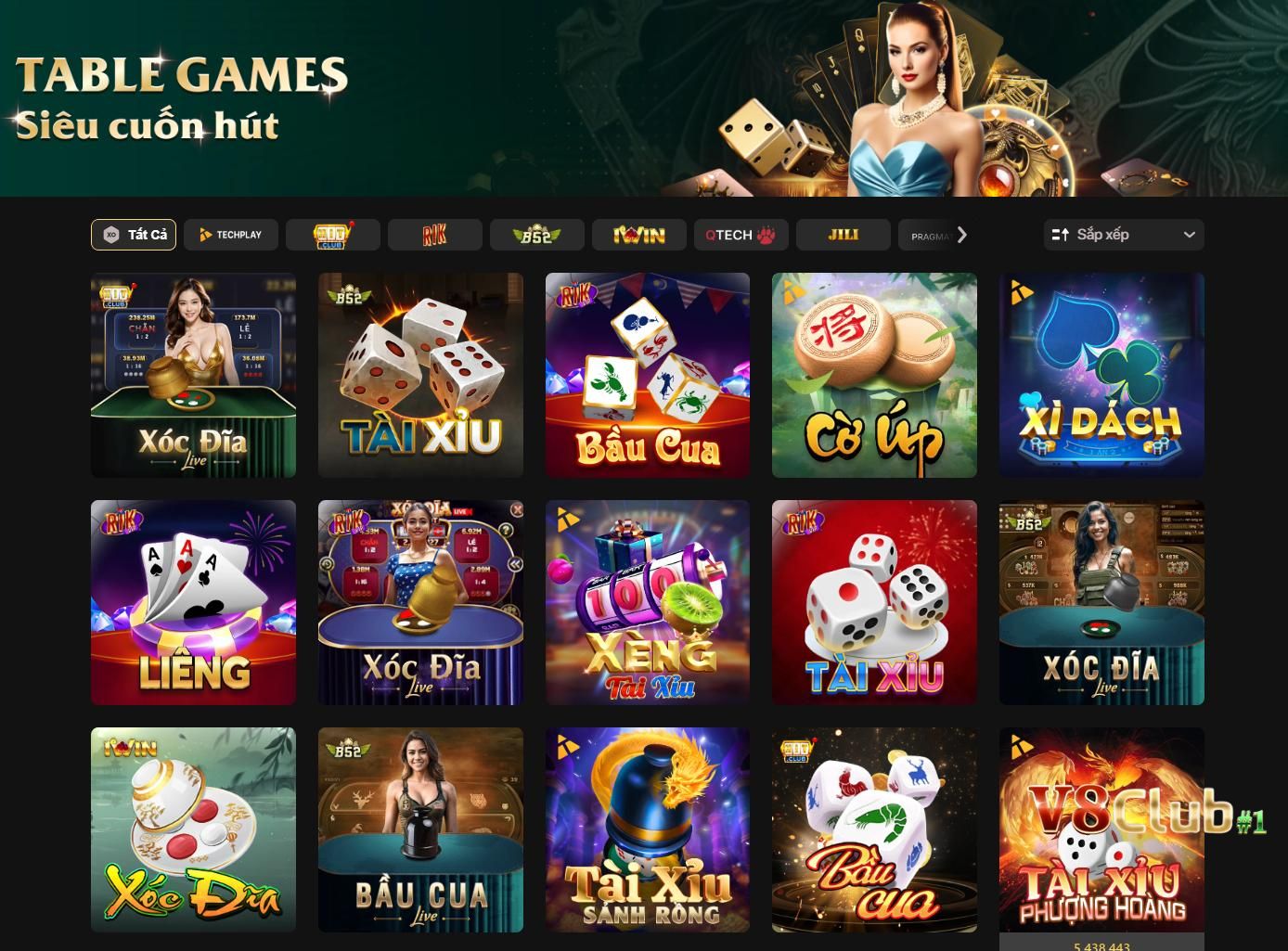 Những trò chơi nổi bật tại chuyên mục Table-games của V8club